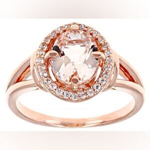 Peach Morganite 18k Rose Gold Over Silver Ring 1.70ctw